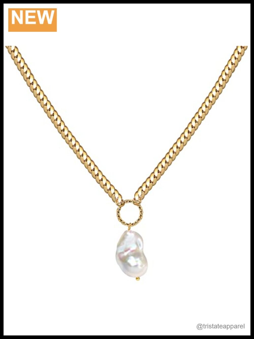 Baroque Pearl Pendant Necklace 18k Gold Plated Chain for Women